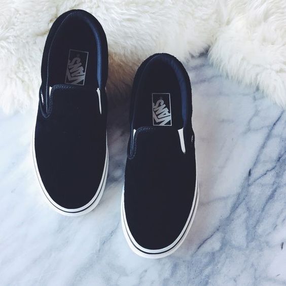 Vans Black Suede Slip Ons