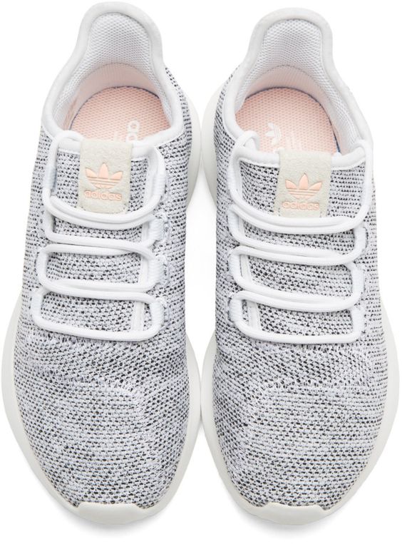 White Knit Tubular Shadow Sneakers