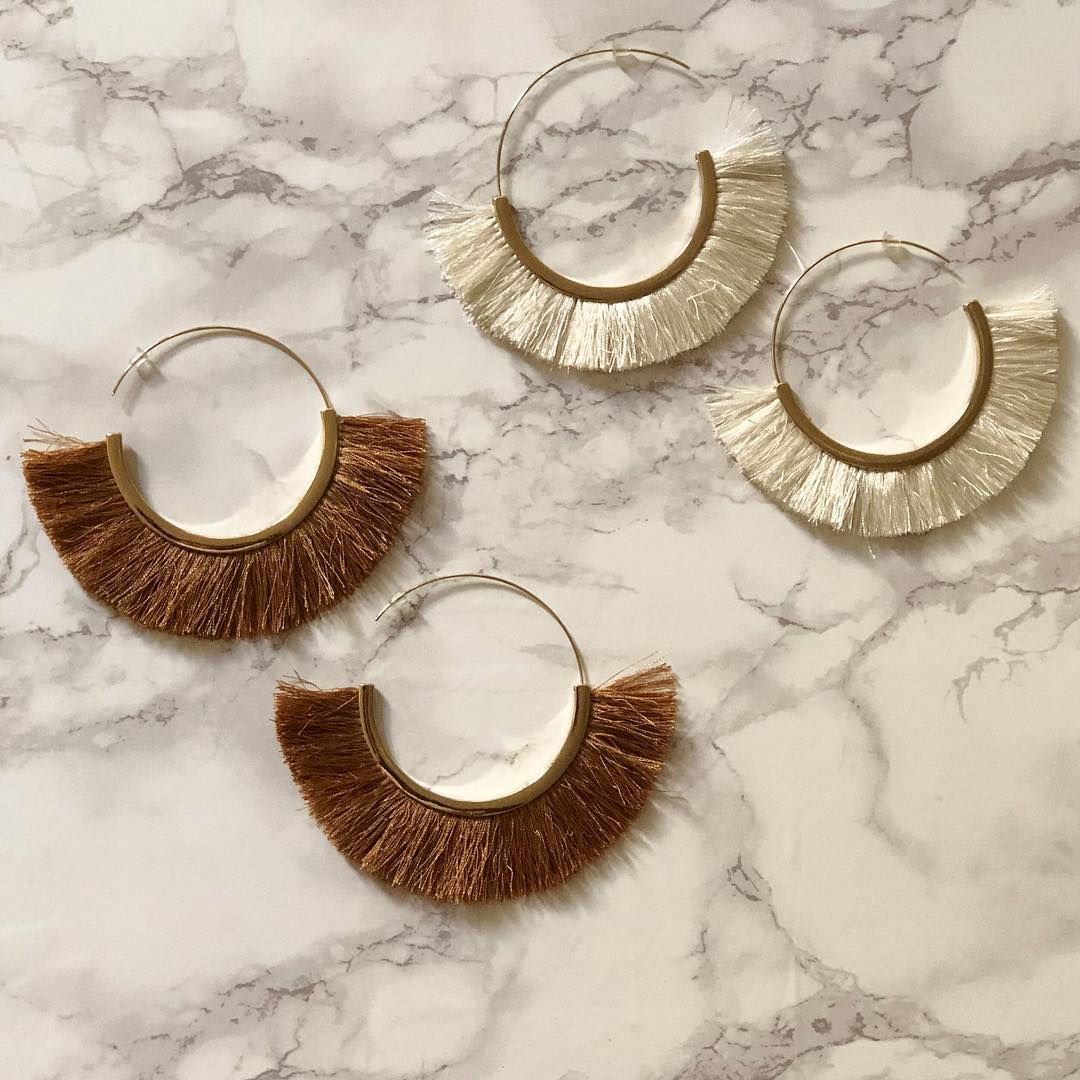 Boho Chic vibes with these Tassel Hoop Earrings