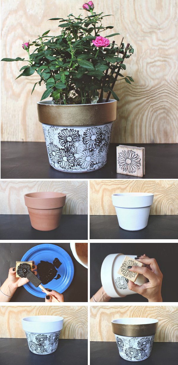 DIY: STAMPED FLOWER POT