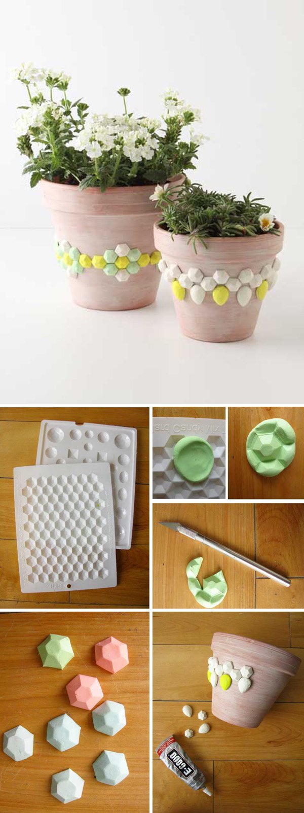 DIY project: faceted gem flower pots