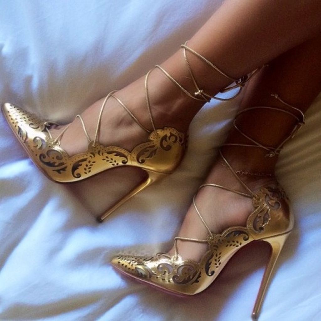 Gold High Heel Prom Shoes