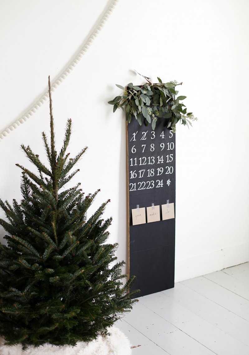 DIY wooden chalkboard advent calendar.