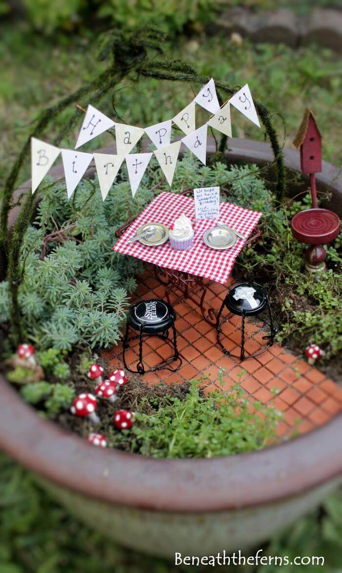 Picnic Themed Fairy Garden.